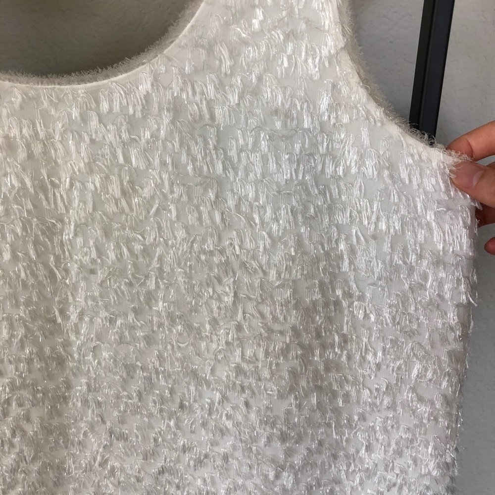 Jill Stuart White Eyelash Fringe Sleeveless Mini Dress - Picture 3 of 9